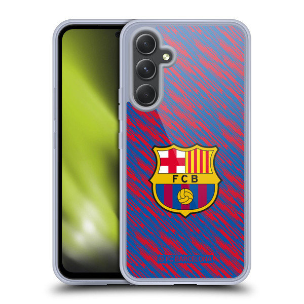 FC Barcelona Crest Patterns Glitch Soft Gel Case for Samsung Galaxy A54 5G