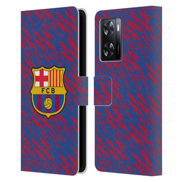 FC Barcelona Crest Patterns Glitch Leather Book Wallet Case Cover For OPPO A57s