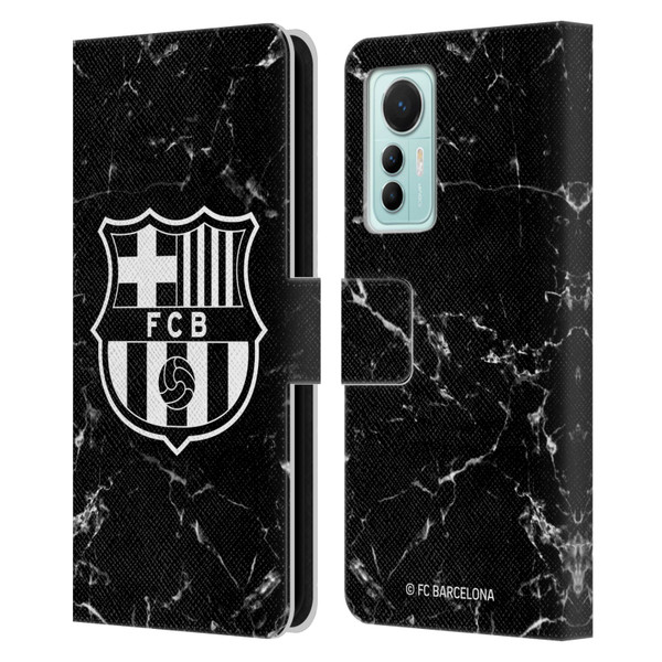 FC Barcelona Crest Patterns Black Marble Leather Book Wallet Case Cover For Xiaomi 12 Lite