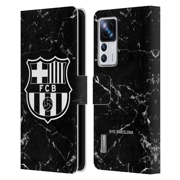 FC Barcelona Crest Patterns Black Marble Leather Book Wallet Case Cover For Xiaomi 12T Pro