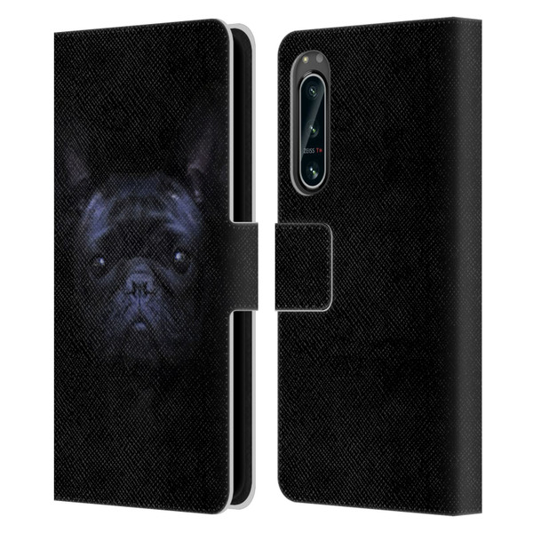 Klaudia Senator French Bulldog 2 Darkness Leather Book Wallet Case Cover For Sony Xperia 5 IV