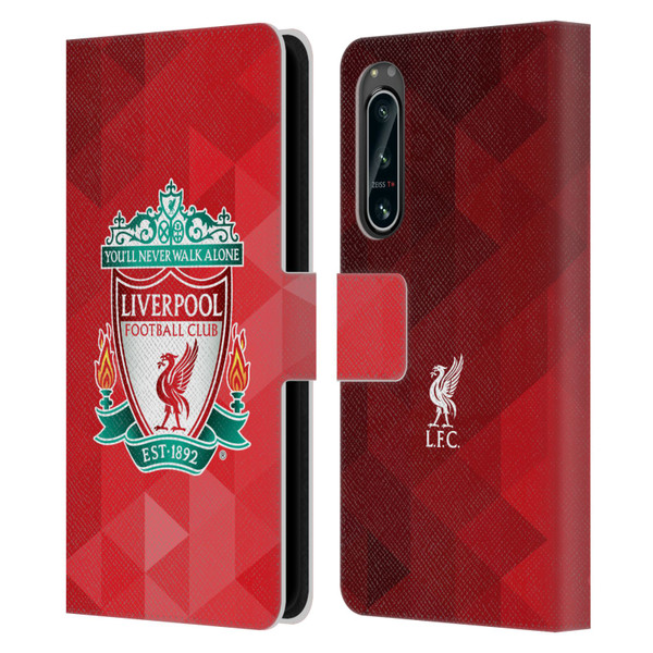 Liverpool Football Club Crest 1 Red Geometric 1 Leather Book Wallet Case Cover For Sony Xperia 5 IV
