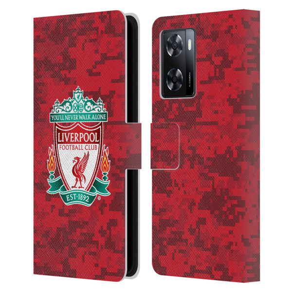 Liverpool Football Club Digital Camouflage Home Red Crest Leather Book Wallet Case Cover For OPPO A57s