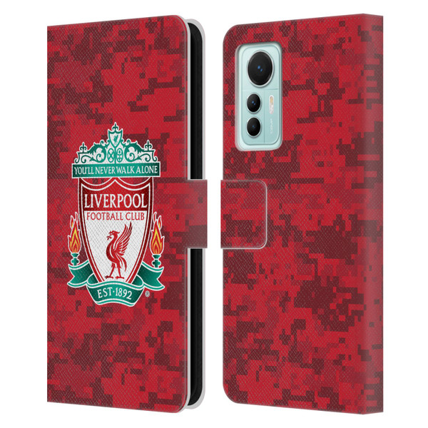 Liverpool Football Club Digital Camouflage Home Red Crest Leather Book Wallet Case Cover For Xiaomi 12 Lite