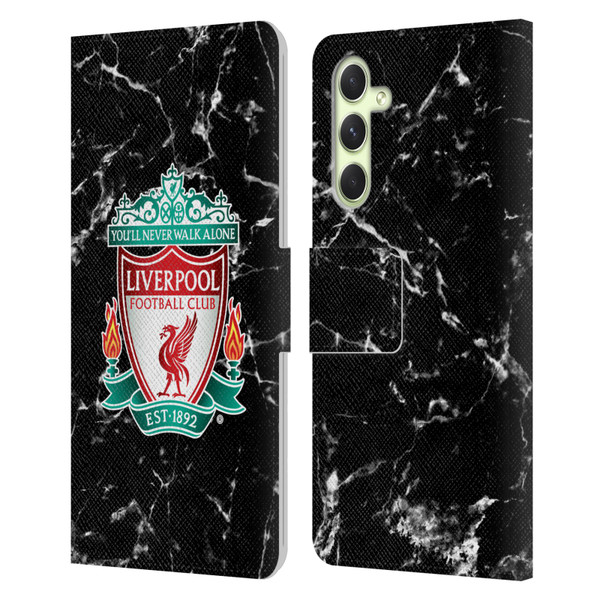 Liverpool Football Club Marble Black Crest Leather Book Wallet Case Cover For Samsung Galaxy A54 5G