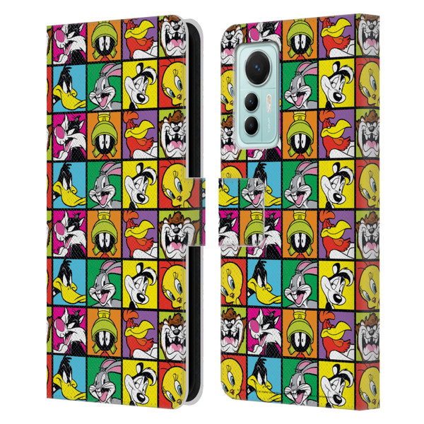Looney Tunes Patterns Tiles Leather Book Wallet Case Cover For Xiaomi 12 Lite