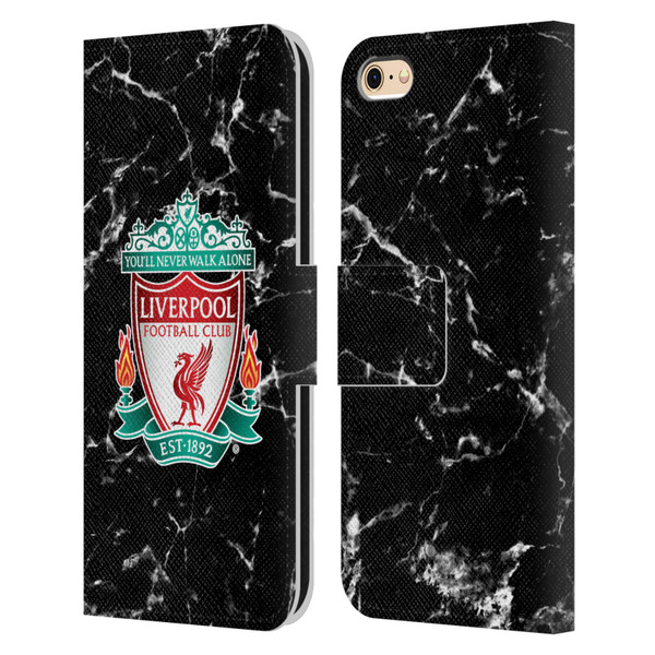Liverpool Football Club Marble Black Crest Leather Book Wallet Case Cover For Apple iPhone 6 / iPhone 6s