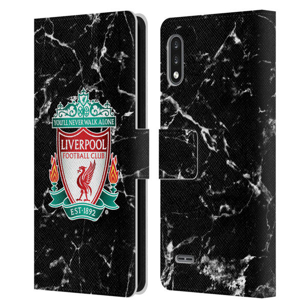 Liverpool Football Club Marble Black Crest Leather Book Wallet Case Cover For LG K22