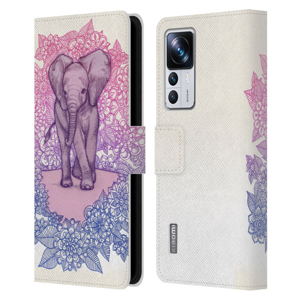 Micklyn Le Feuvre Animals Cute Baby Elephant Leather Book Wallet Case Cover For Xiaomi 12T Pro