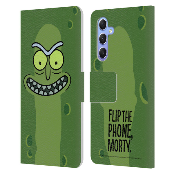 Rick And Morty Season 3 Graphics Pickle Rick Leather Book Wallet Case Cover For Samsung Galaxy A34 5G