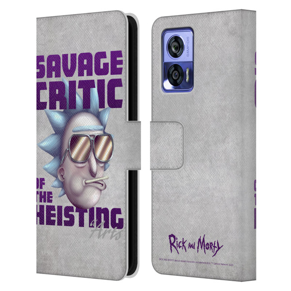 Rick And Morty Season 4 Graphics Savage Critic Leather Book Wallet Case Cover For Motorola Edge 30 Neo 5G