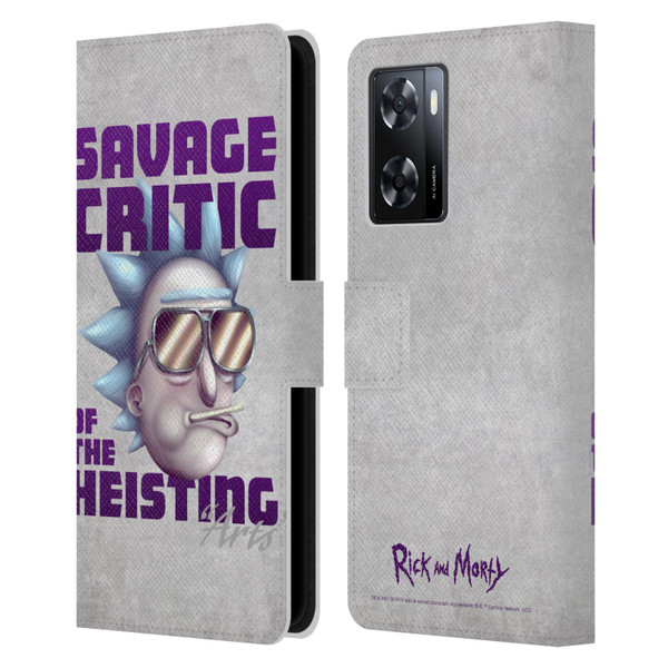 Rick And Morty Season 4 Graphics Savage Critic Leather Book Wallet Case Cover For OPPO A57s