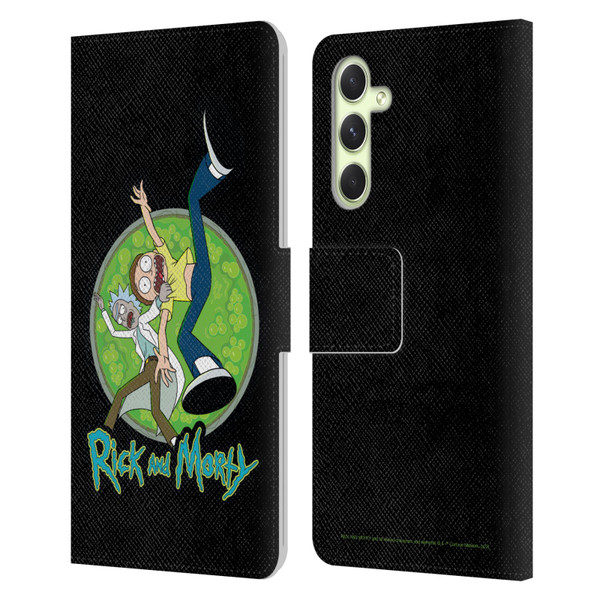 Rick And Morty Season 4 Graphics Character Art Leather Book Wallet Case Cover For Samsung Galaxy A54 5G