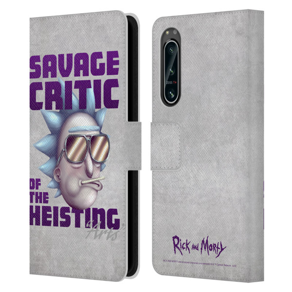 Rick And Morty Season 4 Graphics Savage Critic Leather Book Wallet Case Cover For Sony Xperia 5 IV