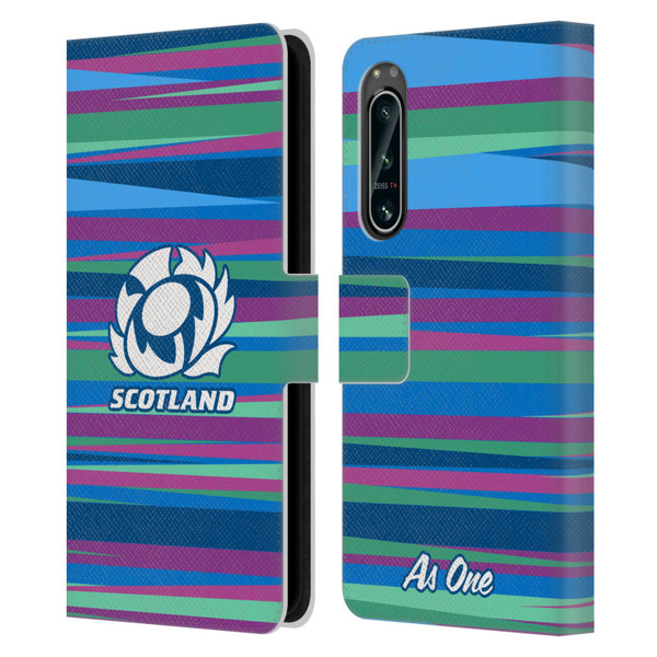 Scotland Rugby Graphics Training Pattern Leather Book Wallet Case Cover For Sony Xperia 5 IV