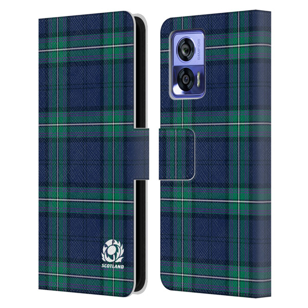 Scotland Rugby Logo 2 Tartans Leather Book Wallet Case Cover For Motorola Edge 30 Neo 5G