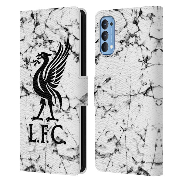 Liverpool Football Club Marble Black Liver Bird Leather Book Wallet Case Cover For OPPO Reno 4 5G