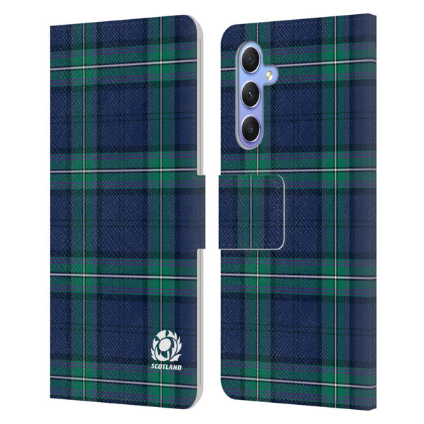 Scotland Rugby Logo 2 Tartans Leather Book Wallet Case Cover For Samsung Galaxy A34 5G