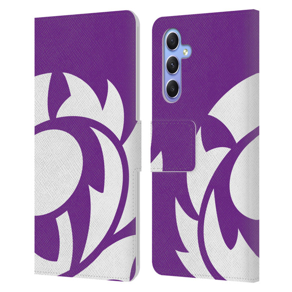 Scotland Rugby Oversized Thistle Purple Heather Leather Book Wallet Case Cover For Samsung Galaxy A34 5G