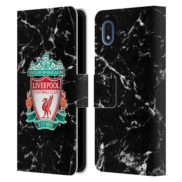 Liverpool Football Club Marble Black Crest Leather Book Wallet Case Cover For Samsung Galaxy A01 Core (2020)