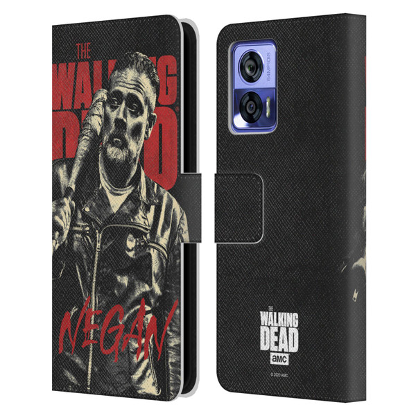AMC The Walking Dead Season 10 Character Portraits Negan Leather Book Wallet Case Cover For Motorola Edge 30 Neo 5G