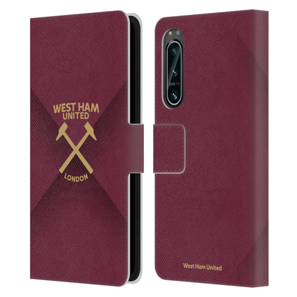 West Ham United FC Hammer Marque Kit Gradient Leather Book Wallet Case Cover For Sony Xperia 5 IV