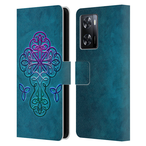 Brigid Ashwood Crosses Celtic Leather Book Wallet Case Cover For OPPO A57s