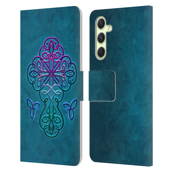 Brigid Ashwood Crosses Celtic Leather Book Wallet Case Cover For Samsung Galaxy A54 5G