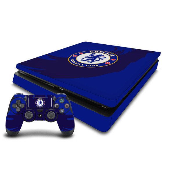Chelsea Football Club Art Sweep Stroke Vinyl Sticker Skin Decal Cover for Sony PS4 Slim Console & Controller