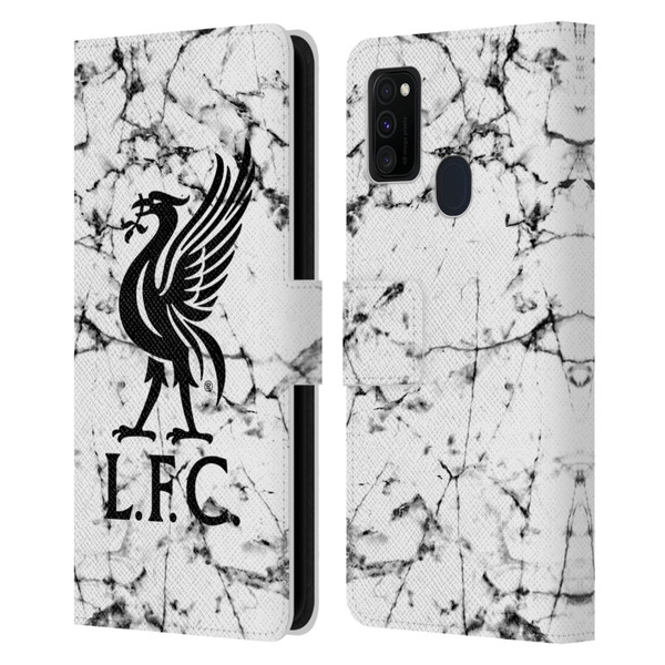 Liverpool Football Club Marble Black Liver Bird Leather Book Wallet Case Cover For Samsung Galaxy M30s (2019)/M21 (2020)