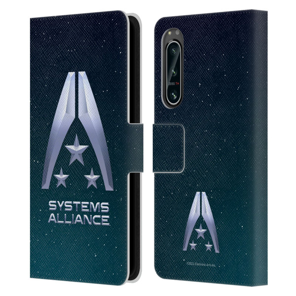 EA Bioware Mass Effect Graphics Systems Alliance Logo Leather Book Wallet Case Cover For Sony Xperia 5 IV