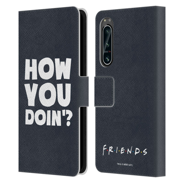 Friends TV Show Quotes How You Doin' Leather Book Wallet Case Cover For Sony Xperia 5 IV