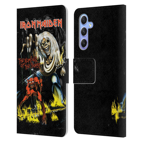 Iron Maiden Album Covers NOTB Leather Book Wallet Case Cover For Samsung Galaxy A34 5G