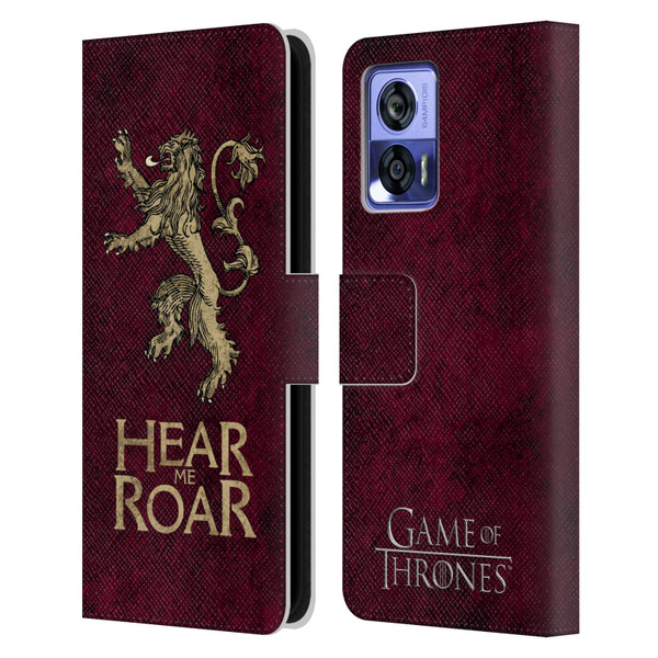 HBO Game of Thrones Dark Distressed Look Sigils Lannister Leather Book Wallet Case Cover For Motorola Edge 30 Neo 5G
