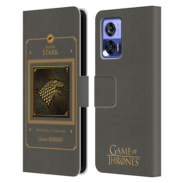 HBO Game of Thrones Golden Sigils Stark Border Leather Book Wallet Case Cover For Motorola Edge 30 Neo 5G