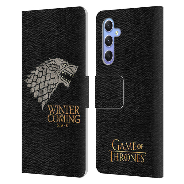 HBO Game of Thrones House Mottos Stark Leather Book Wallet Case Cover For Samsung Galaxy A34 5G