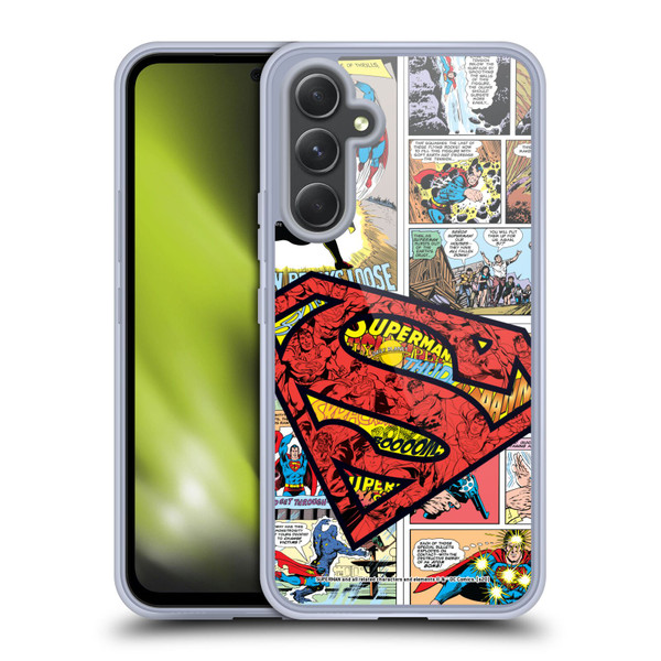 Superman DC Comics Comicbook Art Oversized Logo Soft Gel Case for Samsung Galaxy A54 5G