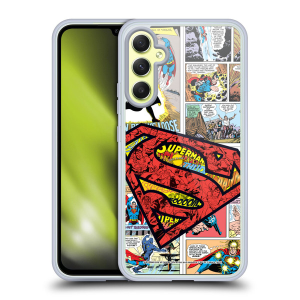 Superman DC Comics Comicbook Art Oversized Logo Soft Gel Case for Samsung Galaxy A34 5G