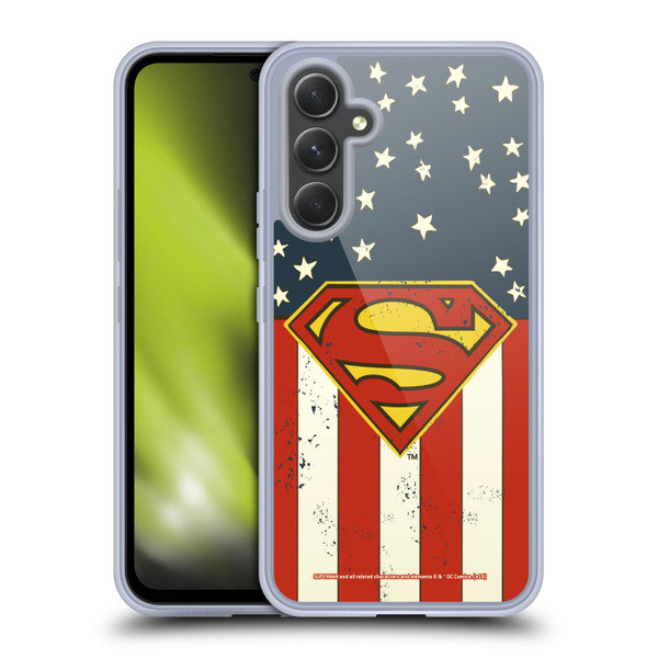 Superman DC Comics Logos U.S. Flag Soft Gel Case for Samsung Galaxy A54 5G