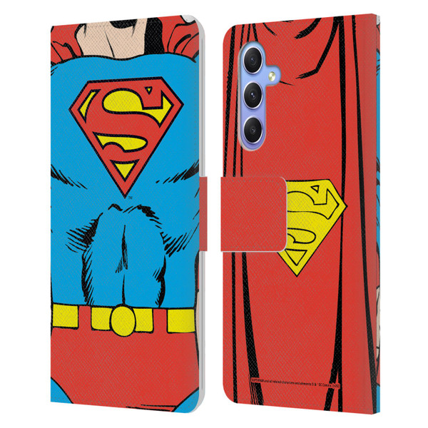 Superman DC Comics Logos Classic Costume Leather Book Wallet Case Cover For Samsung Galaxy A34 5G