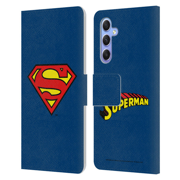 Superman DC Comics Logos Classic Leather Book Wallet Case Cover For Samsung Galaxy A34 5G