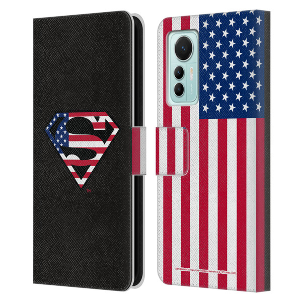 Superman DC Comics Logos U.S. Flag 2 Leather Book Wallet Case Cover For Xiaomi 12 Lite