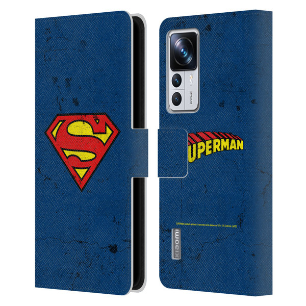Superman DC Comics Logos Distressed Leather Book Wallet Case Cover For Xiaomi 12T Pro