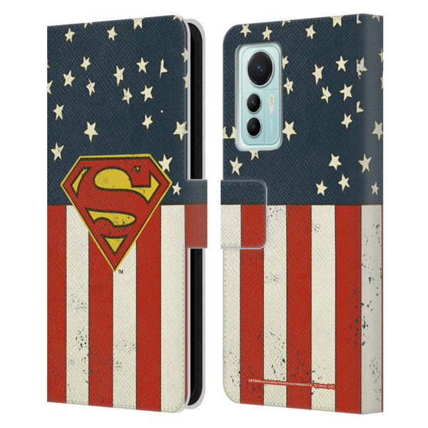 Superman DC Comics Logos U.S. Flag Leather Book Wallet Case Cover For Xiaomi 12 Lite