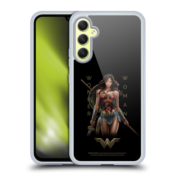 Wonder Woman Movie Character Art Typography Soft Gel Case for Samsung Galaxy A34 5G