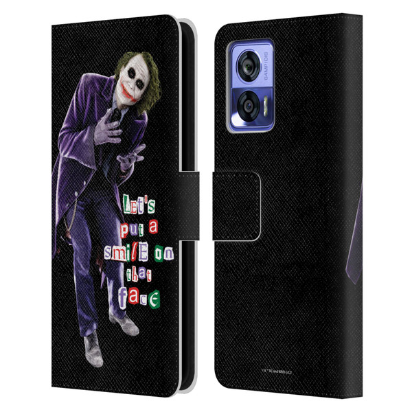 The Dark Knight Graphics Joker Put A Smile Leather Book Wallet Case Cover For Motorola Edge 30 Neo 5G