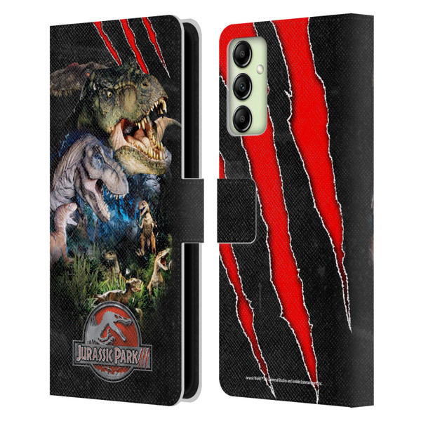 Jurassic Park III Key Art Dinosaurs Leather Book Wallet Case Cover For Samsung Galaxy A14 5G