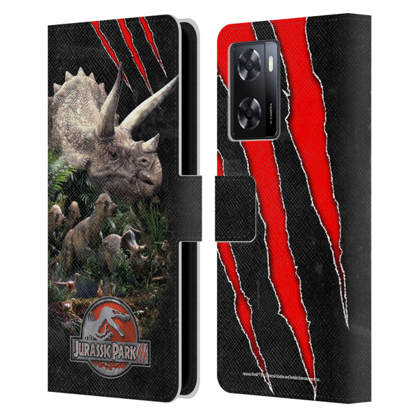 Jurassic Park III Key Art Dinosaurs 2 Leather Book Wallet Case Cover For OPPO A57s