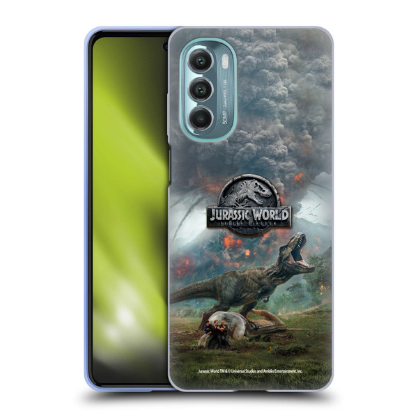 Jurassic World Fallen Kingdom Key Art T-Rex Volcano Soft Gel Case for Motorola Moto G Stylus 5G (2022)