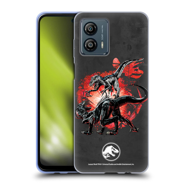 Jurassic World Fallen Kingdom Key Art Raptors Battle Soft Gel Case for Motorola Moto G53 5G